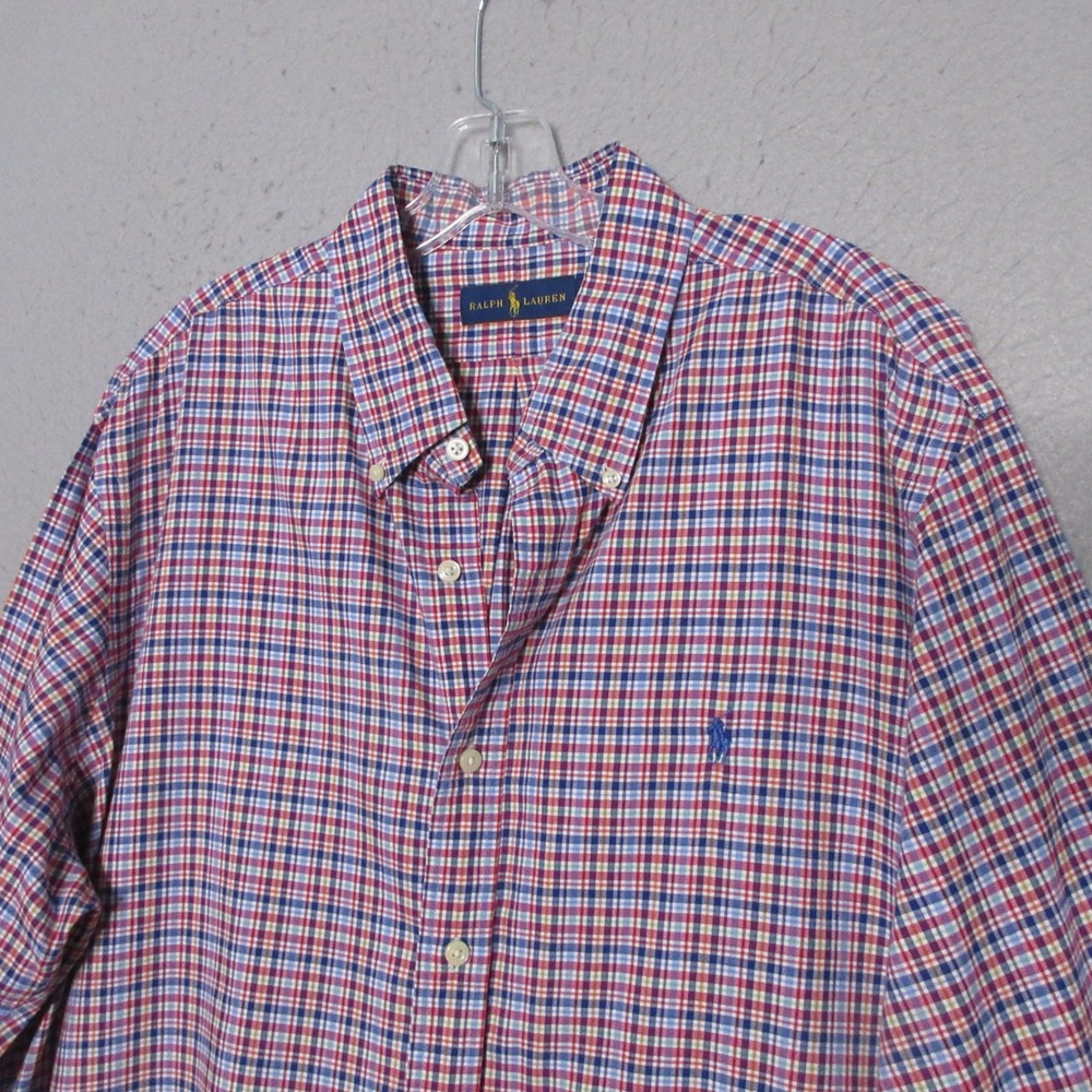 Ralph Lauren Men XXL‎ Red Blue Plaid Pony Logo Academia 90s Preppy Hamptons